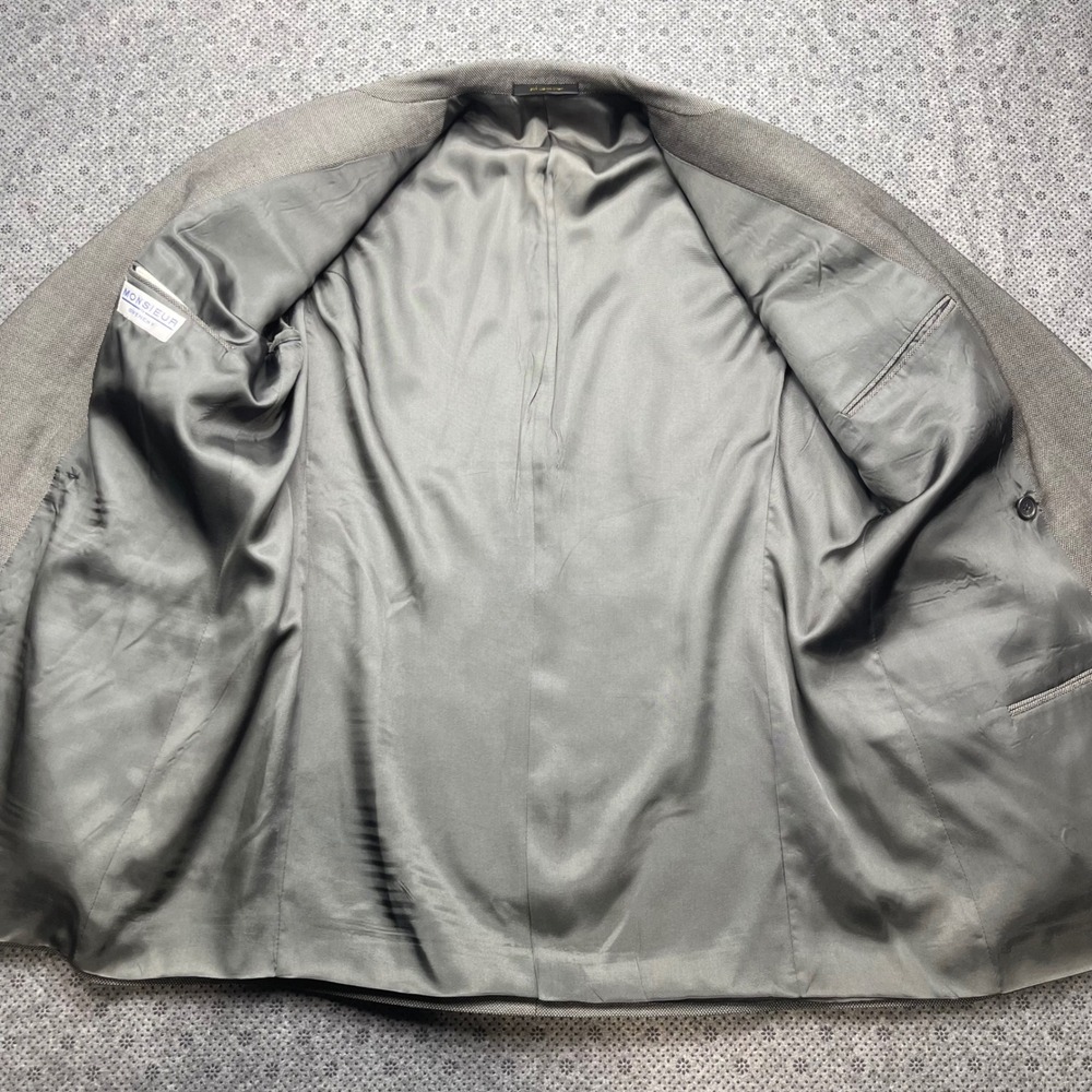 Vintage‎ USA Monsieur Givenchy Grey Double Breasted Blazer Jacket Peak Lapel 40L - Picture 10 of 14